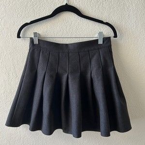 Dark Grey Pleated Mini Skort Skirt